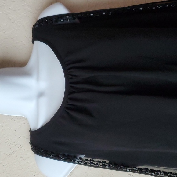 Scarlett size 12 Black Beaded Sleeveless dress with a Flattering Fit Lined - Picture 2 of 10
